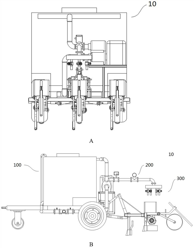 Liquid feces and urine injection application and sowing integrated machine