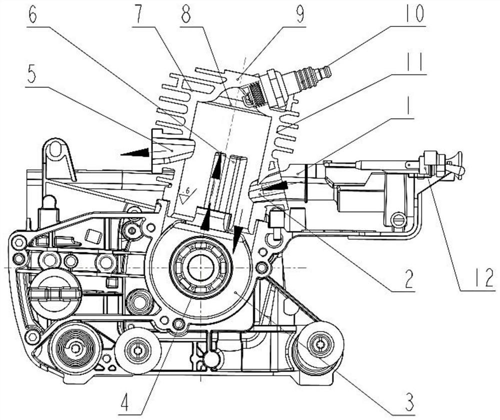 Closed type low-emission backflow scavenging passage air cylinder for small gasoline engine