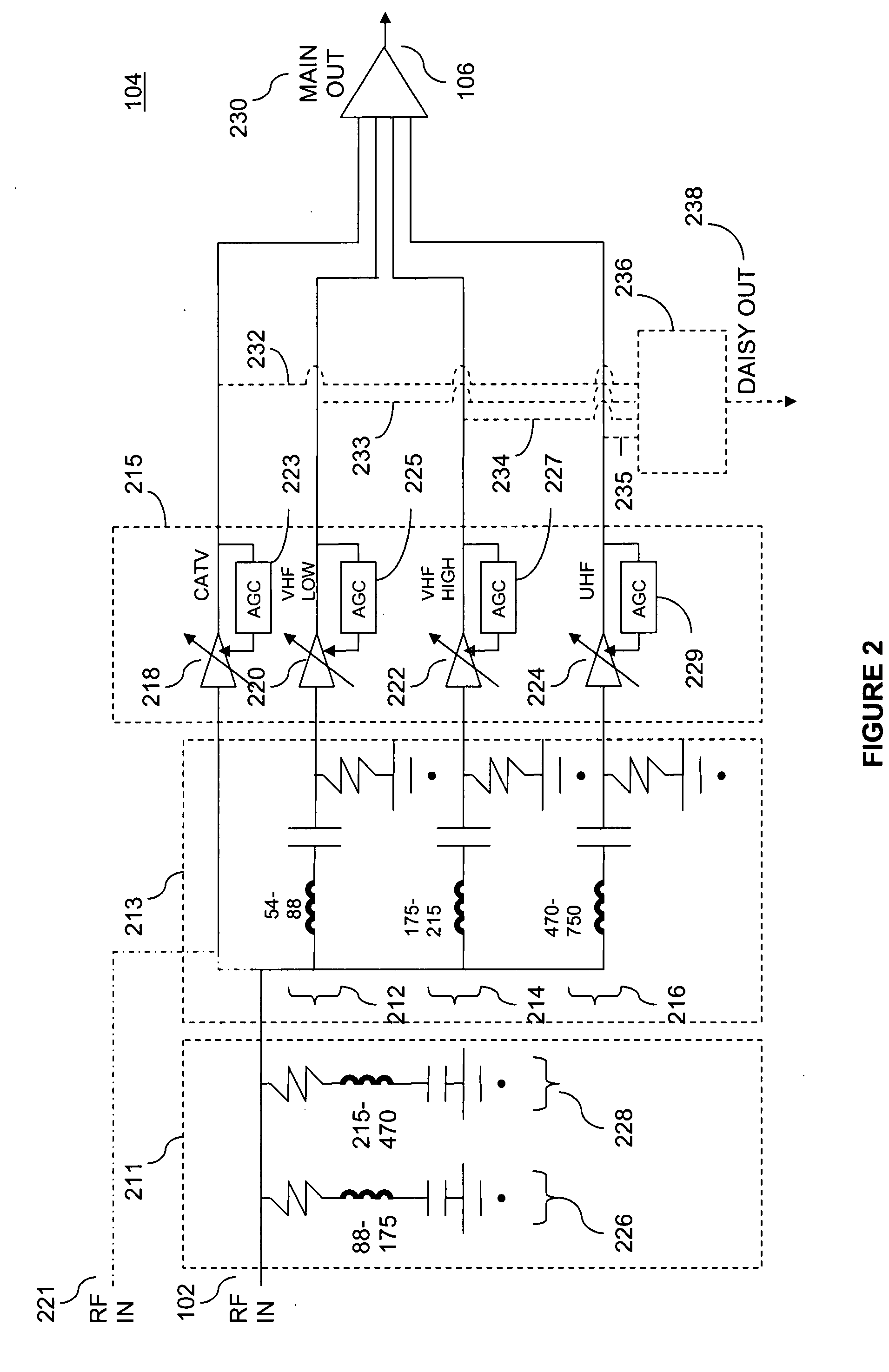 Front-end integrated circuit for television receivers