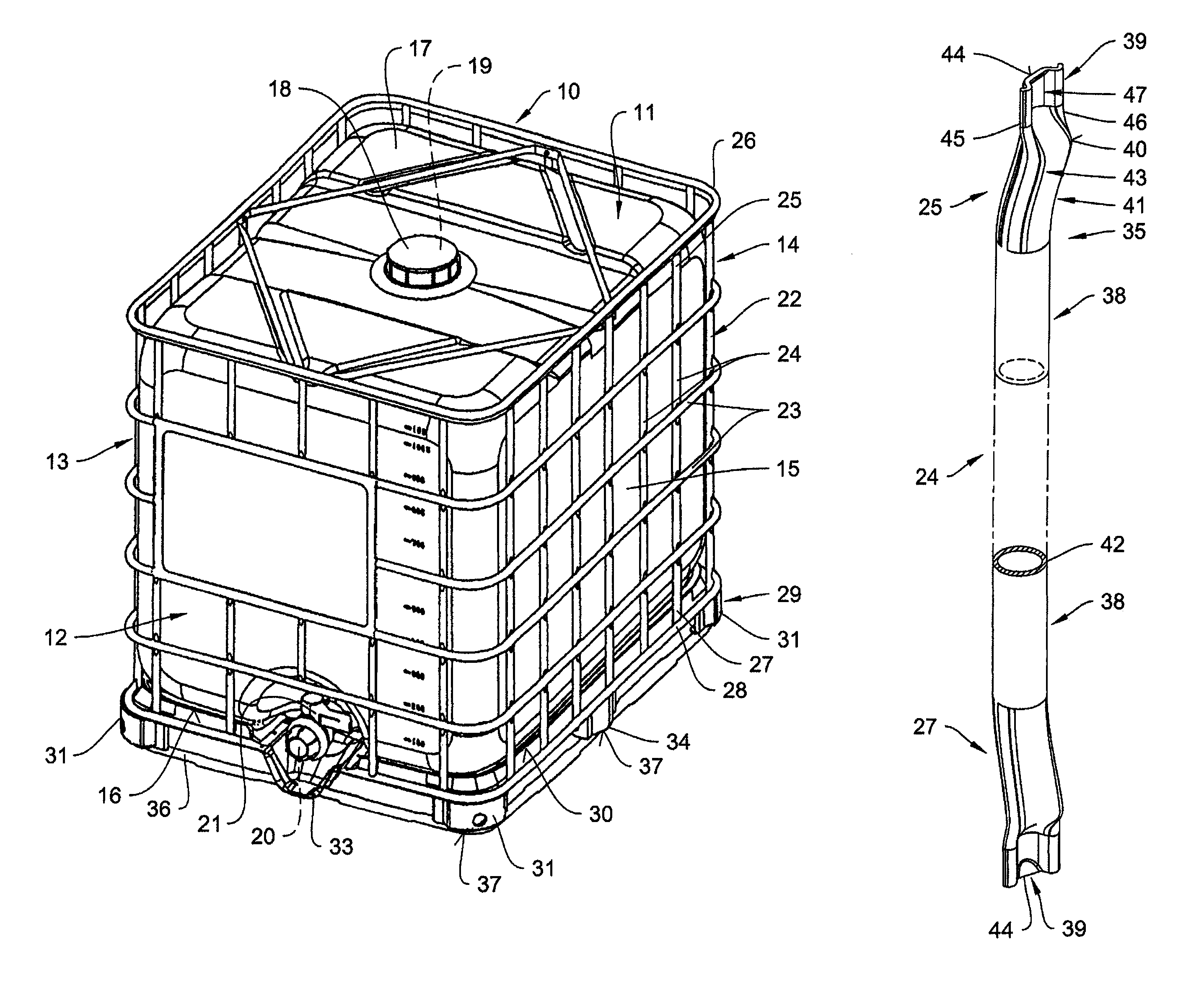 Transporting and storing container for liquids