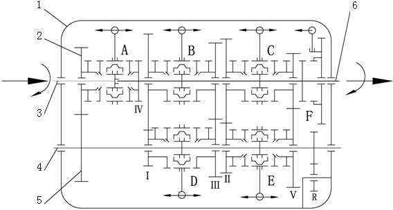 Transmission device for improving transmission efficiency of intermediate shaft type gear box