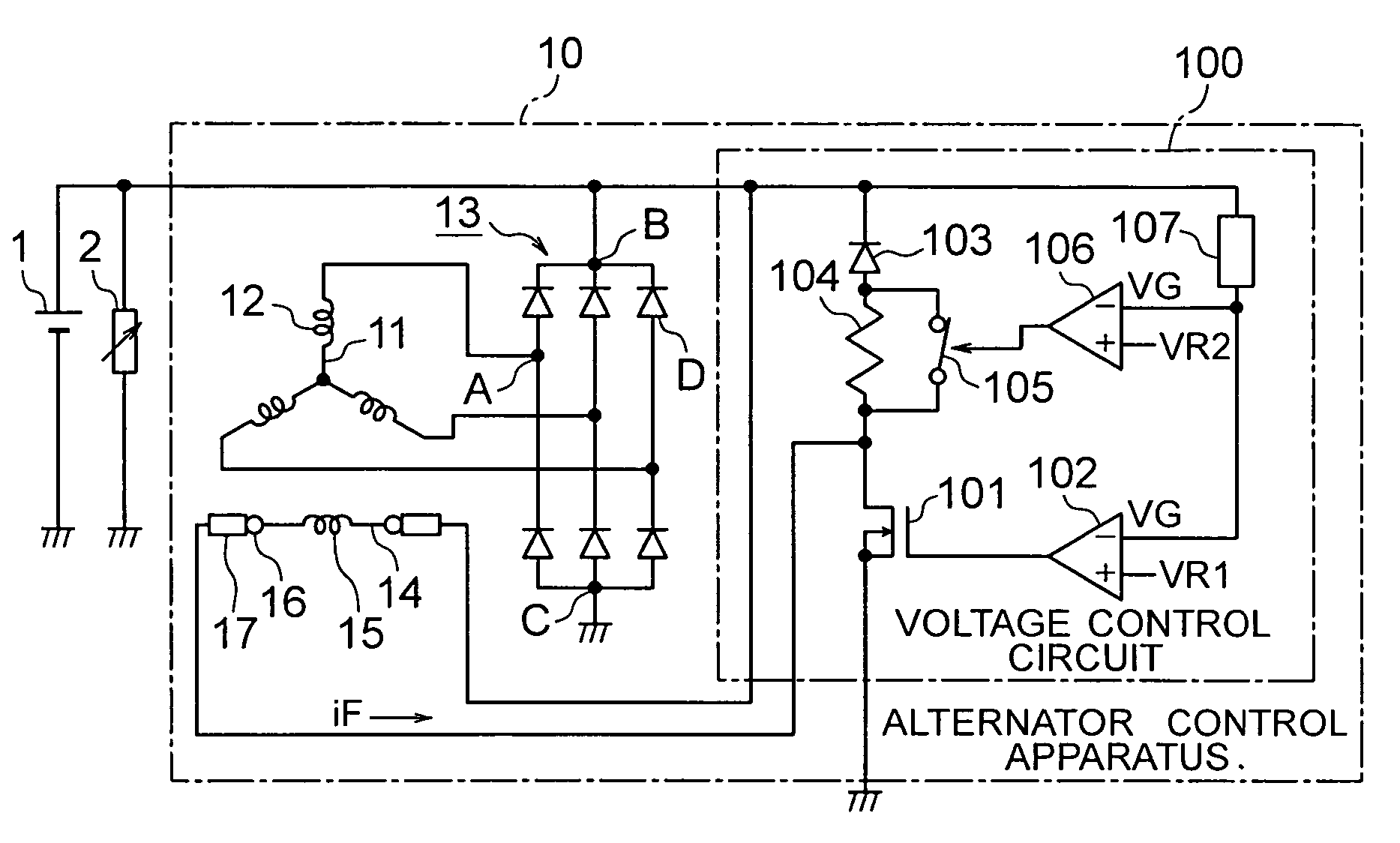 Control apparatus for a vehicular alternator