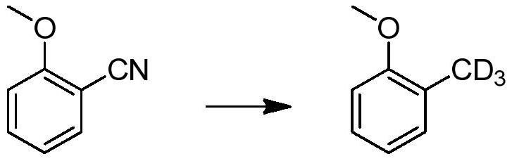 A method for catalytically converting cyano groups into deuterated methyl groups, prepared aromatic deuterated methyl compounds and applications thereof