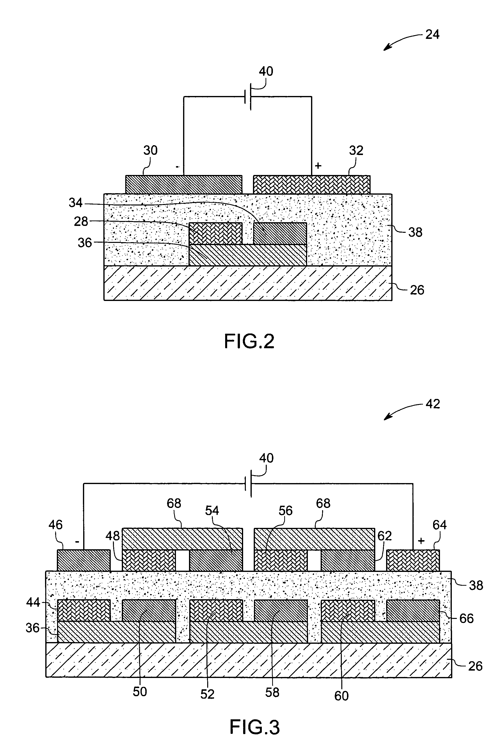 Organic electronic devices having two dimensional series interconnections