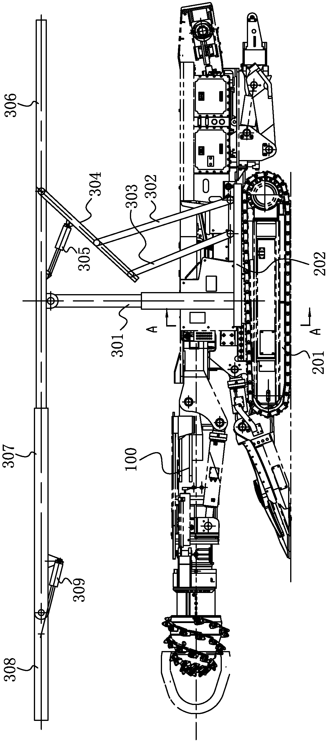 Cantilever type digging and protecting integrated machine