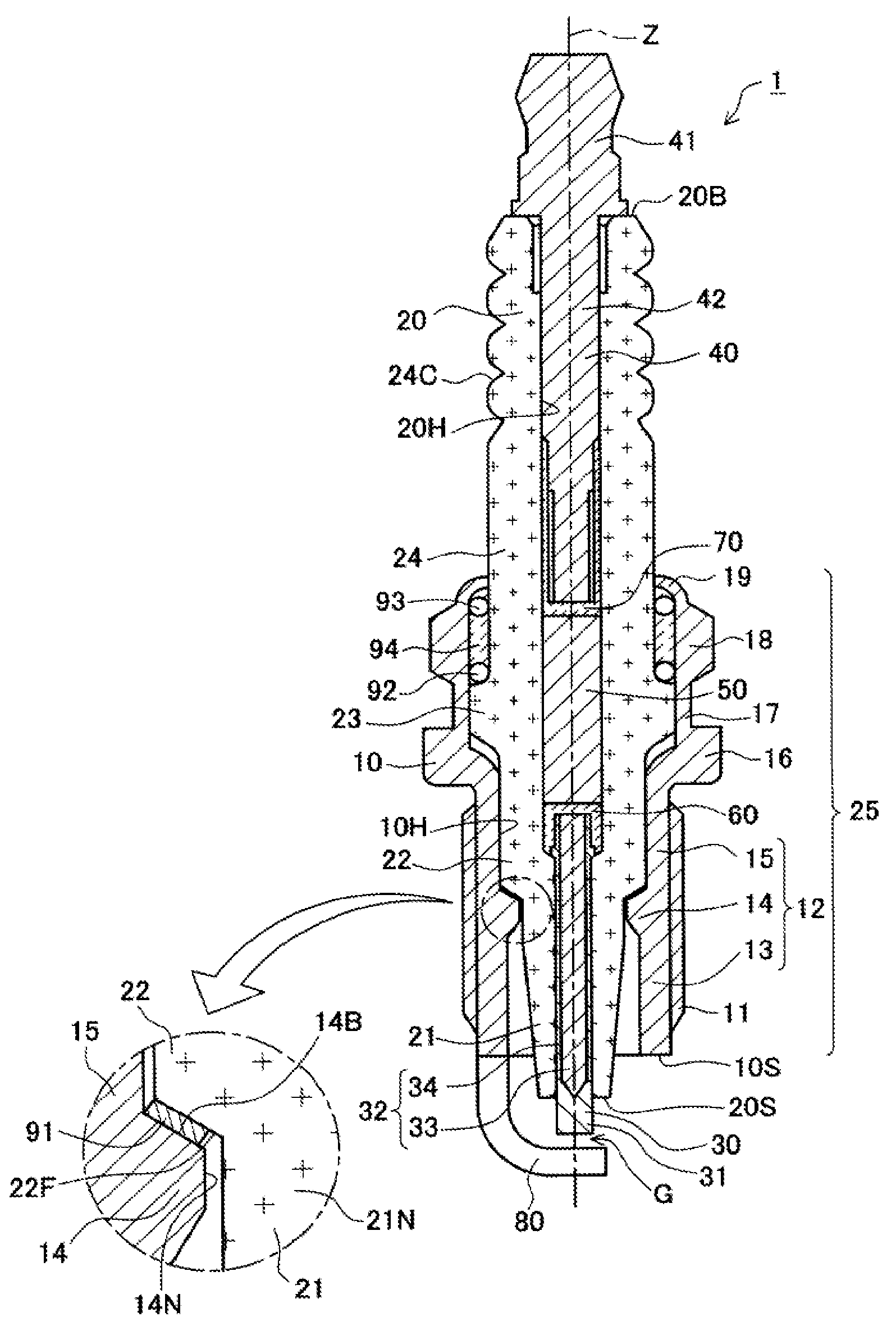 Spark plug used for an internal-combustion engine and a method for manufacturing the same