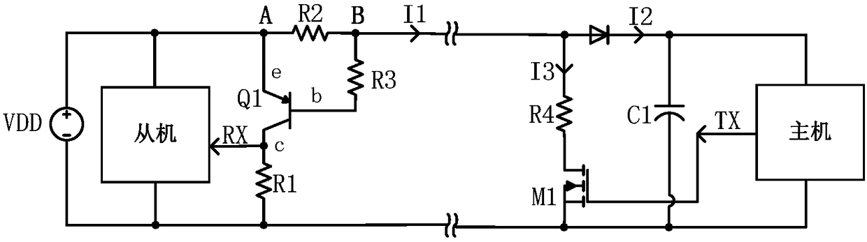 Circuit structure of short-distance one-way power supply reverse communication