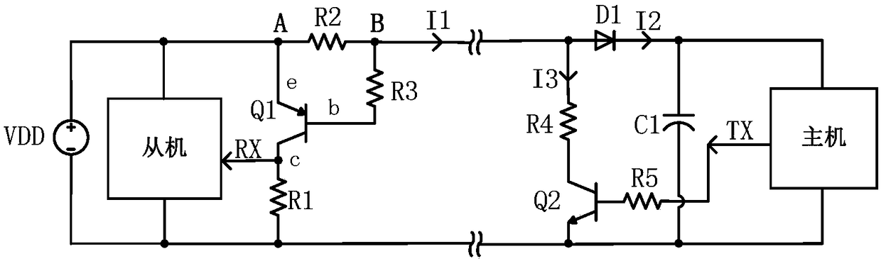 Circuit structure of short-distance one-way power supply reverse communication