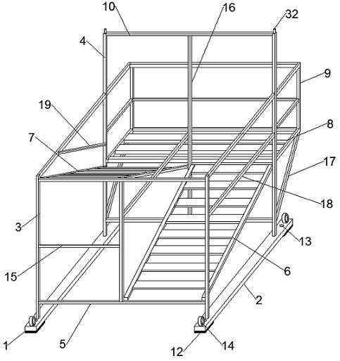 Fabricated building shaping protective stair and construction method thereof