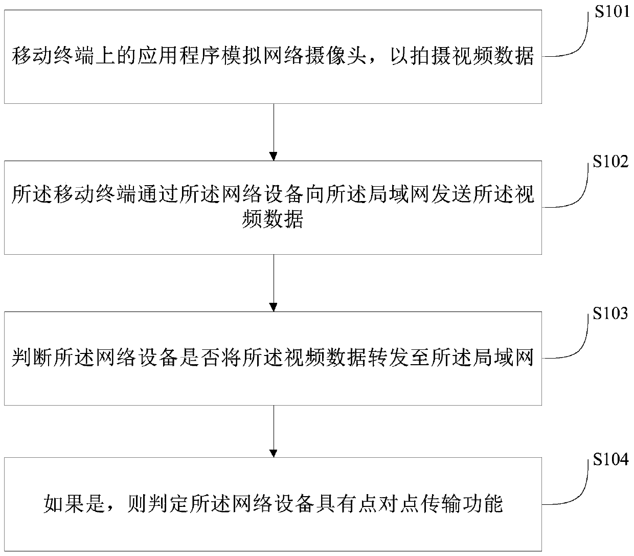Point-to-point transmission detection method, system and mobile terminal of network equipment