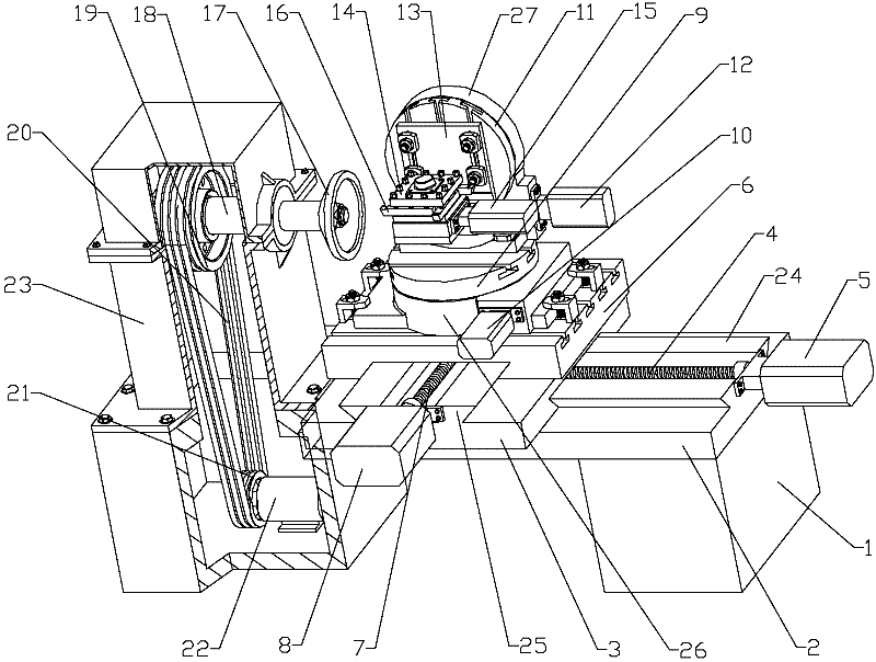 A four-station four-axis turning tool sharpening CNC machine tool