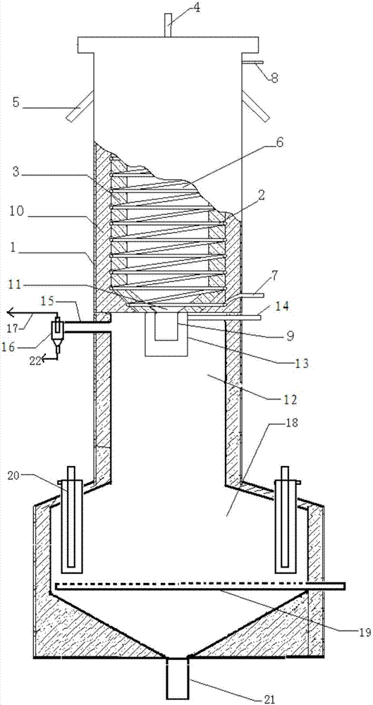 Dry granulation and cinder discharge type Y-type entrained flow bed gasifier