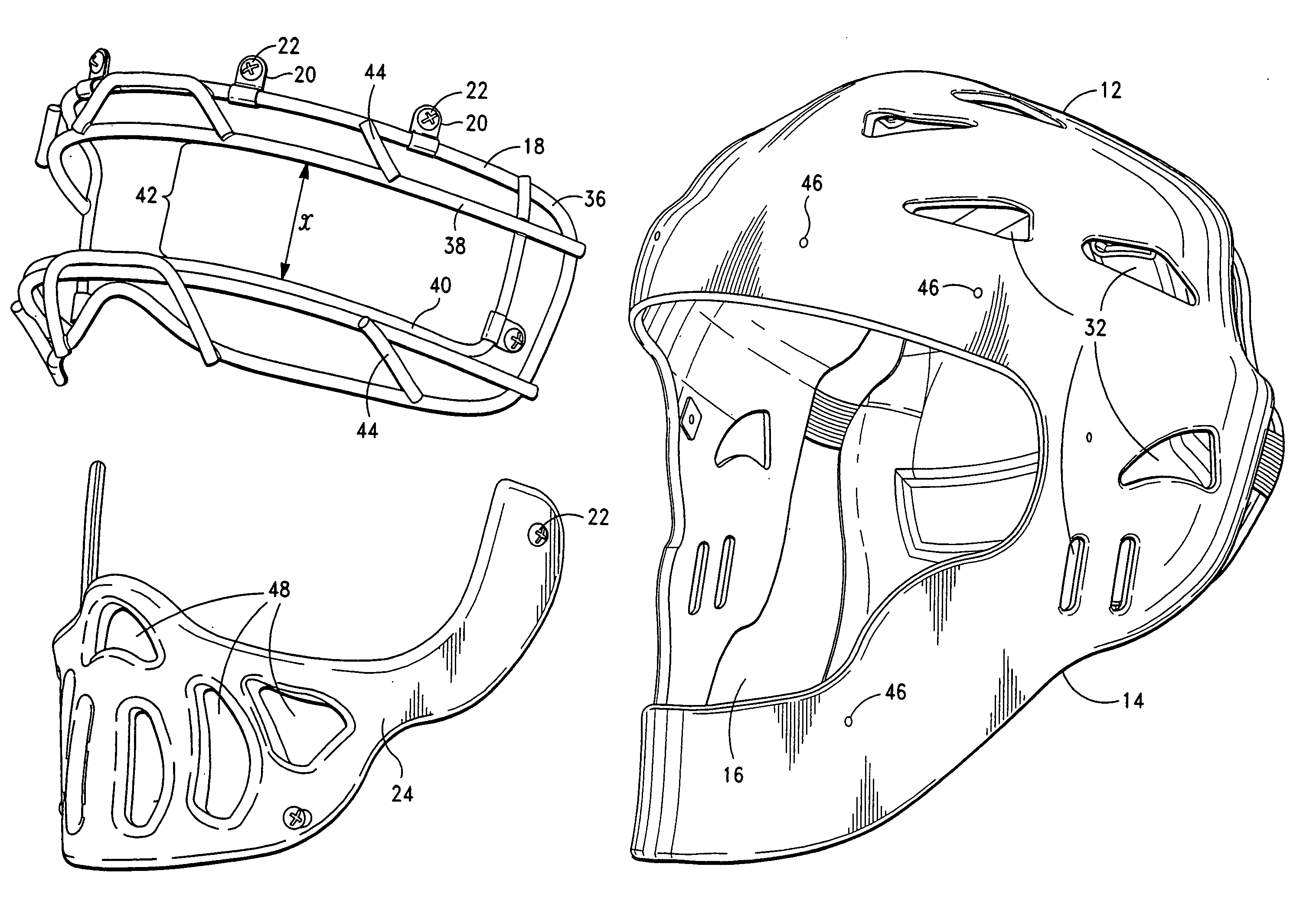 Protective sports helmet having a two-piece face cage
