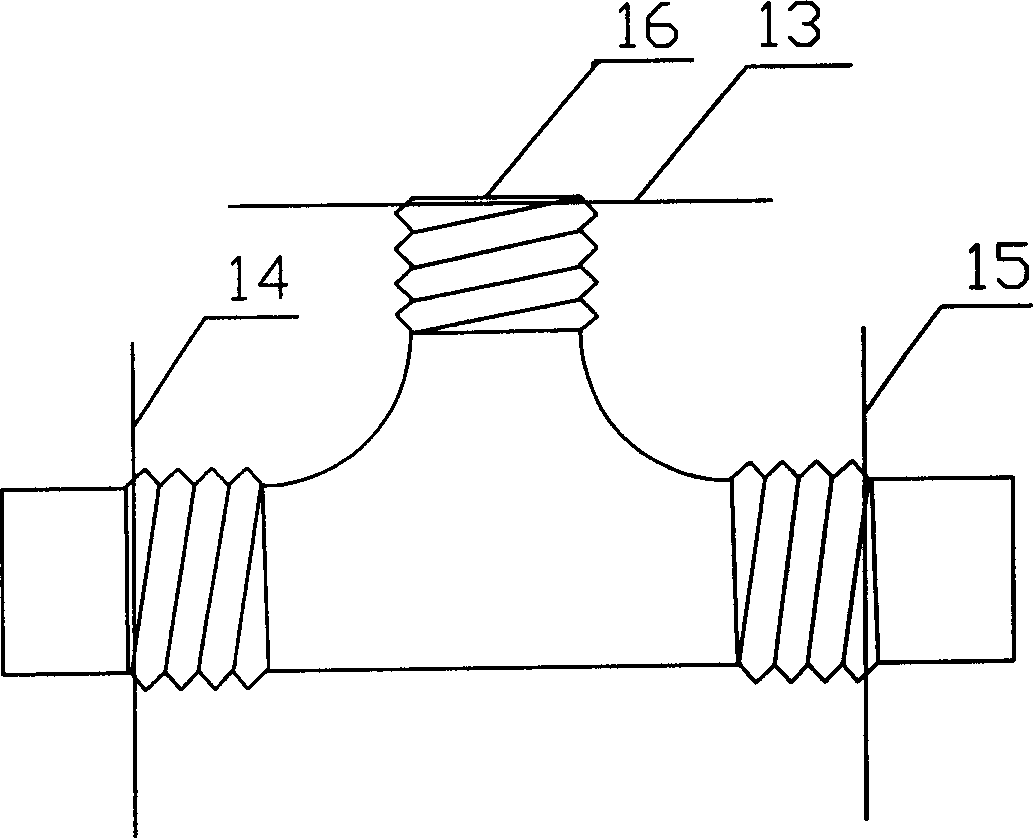 Method for manufacturing plastic forming thin wall three-way pipe with threaded couplings