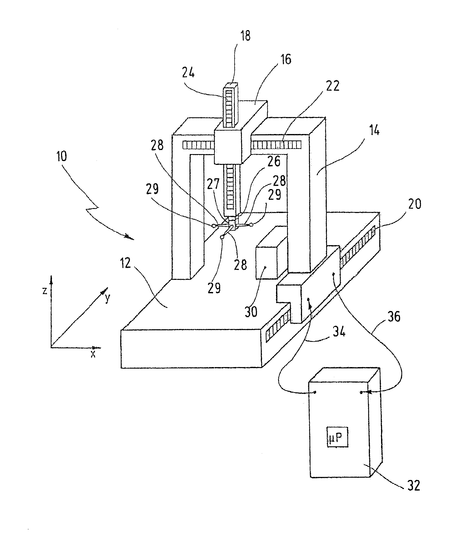 Measuring head for a coordinate measuring machine for determining spatial coordinates on a measurement object