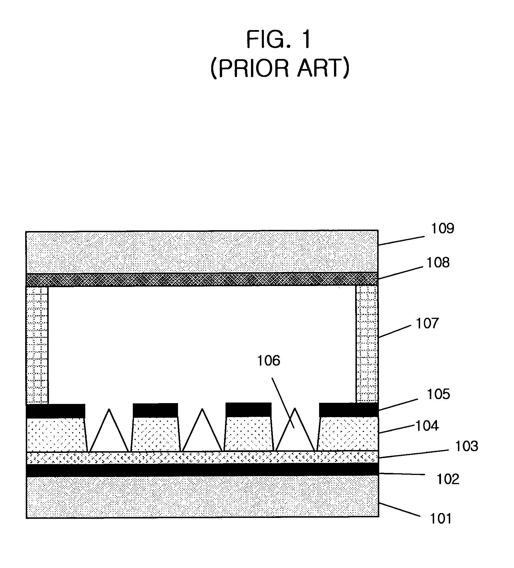 Triode field emission device having mesh gate and field emission display using the same