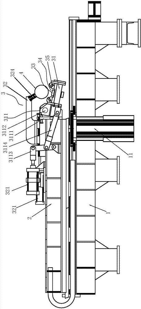 Novel rod feeding mechanical arm of aluminum profile extrusion machine
