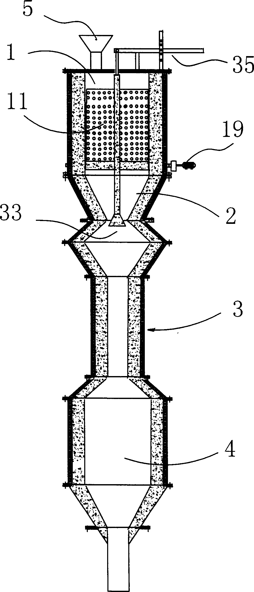 Equipment for calcinating cement clinker in large granule and fluidiazation