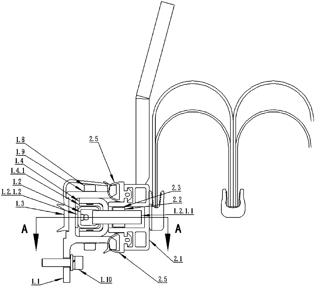 A loc mechanism for a vehicle body frame of a through-road