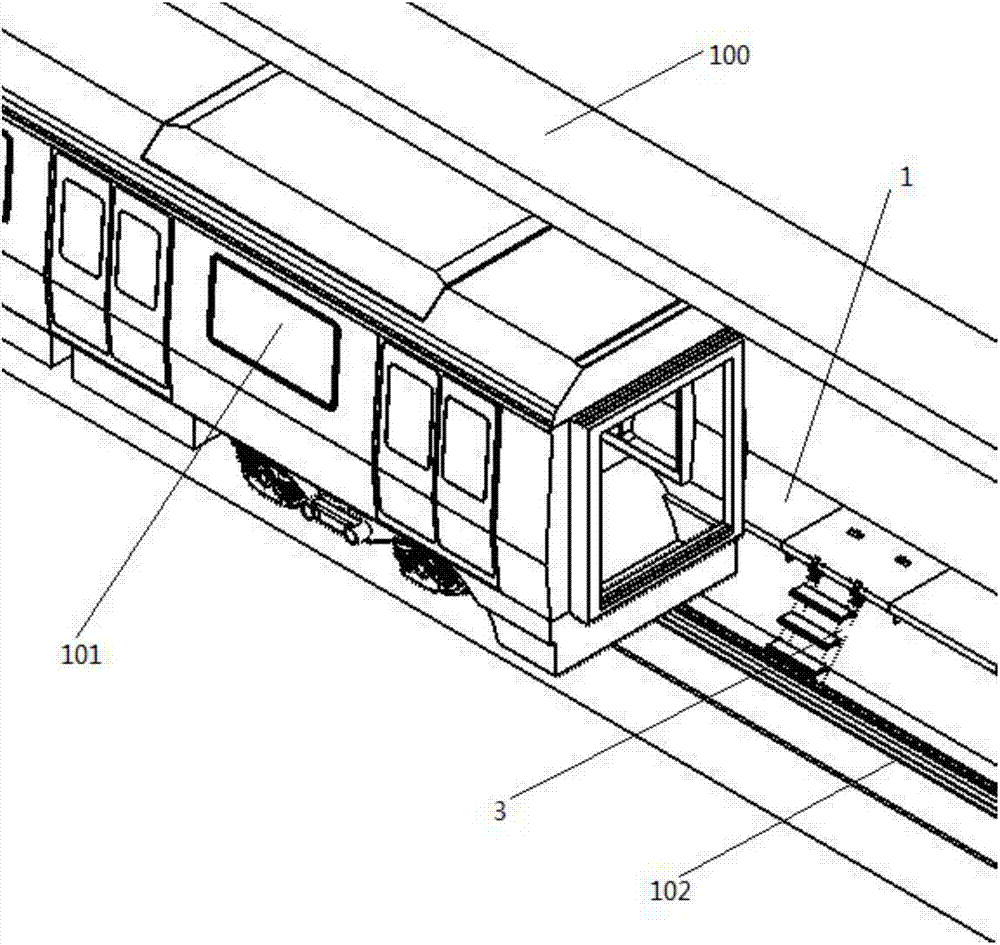 Rapid decentralization device and method used for subway decentralization platform to rail-travelling area