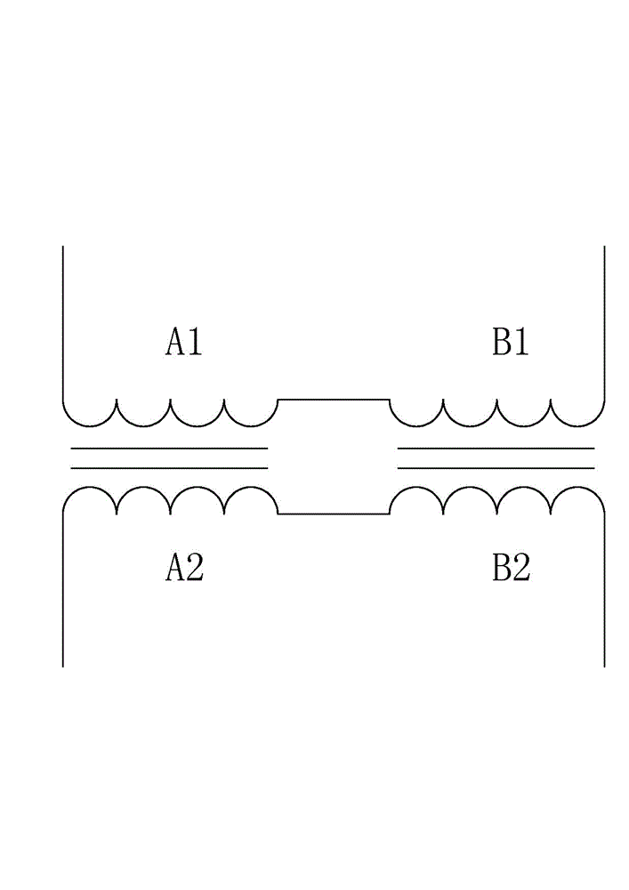 Flow equalizing method for input windings parallelly-wound by plurality of leads for medium high frequency transformers