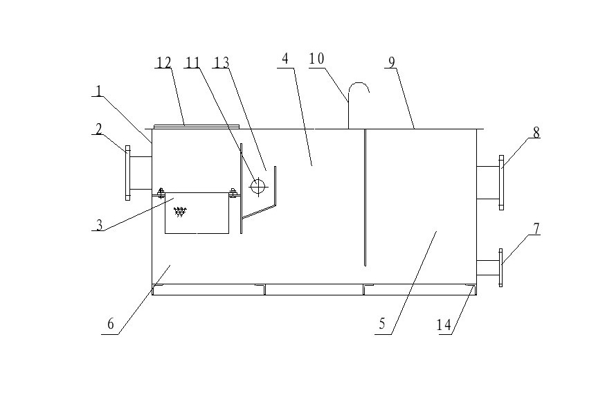 Grey water residue removal and oil separation device