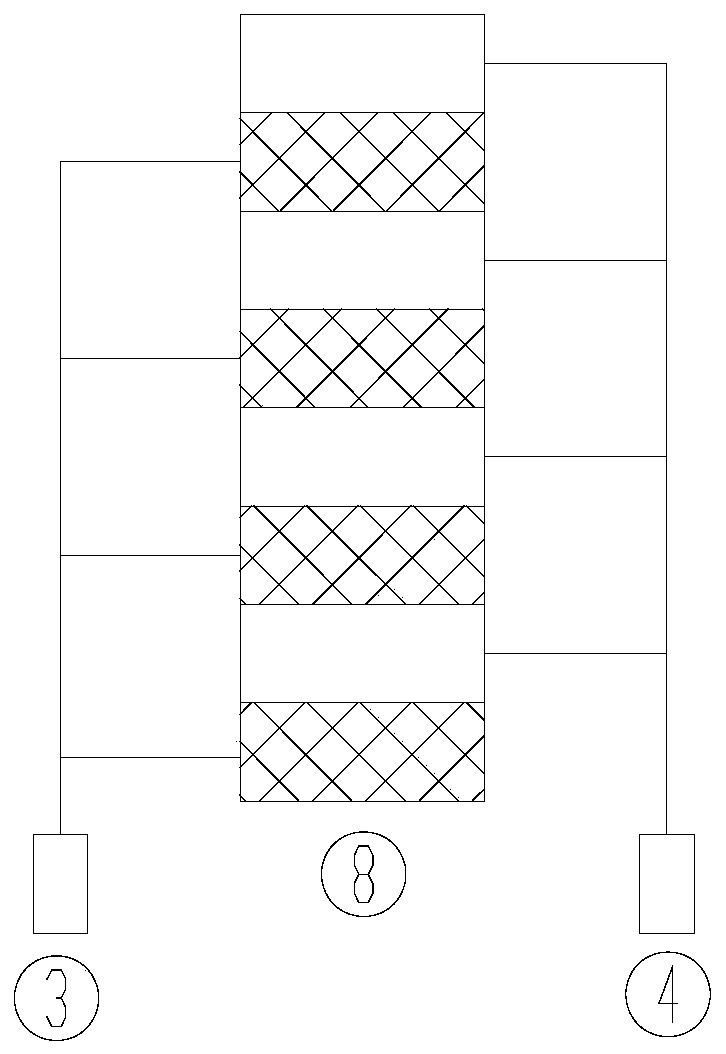 Merged flue adjusting baffle cross arrangement structure and method