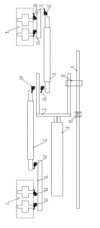 Automatic precision core assembly moulding production line, casting production line and production method thereof