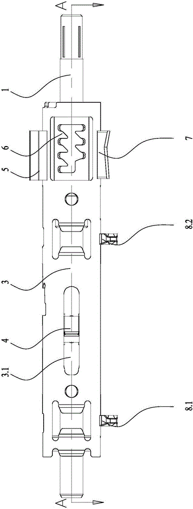Gear selecting and shifting control mechanism of gear selecting and shifting device in automobile gearbox