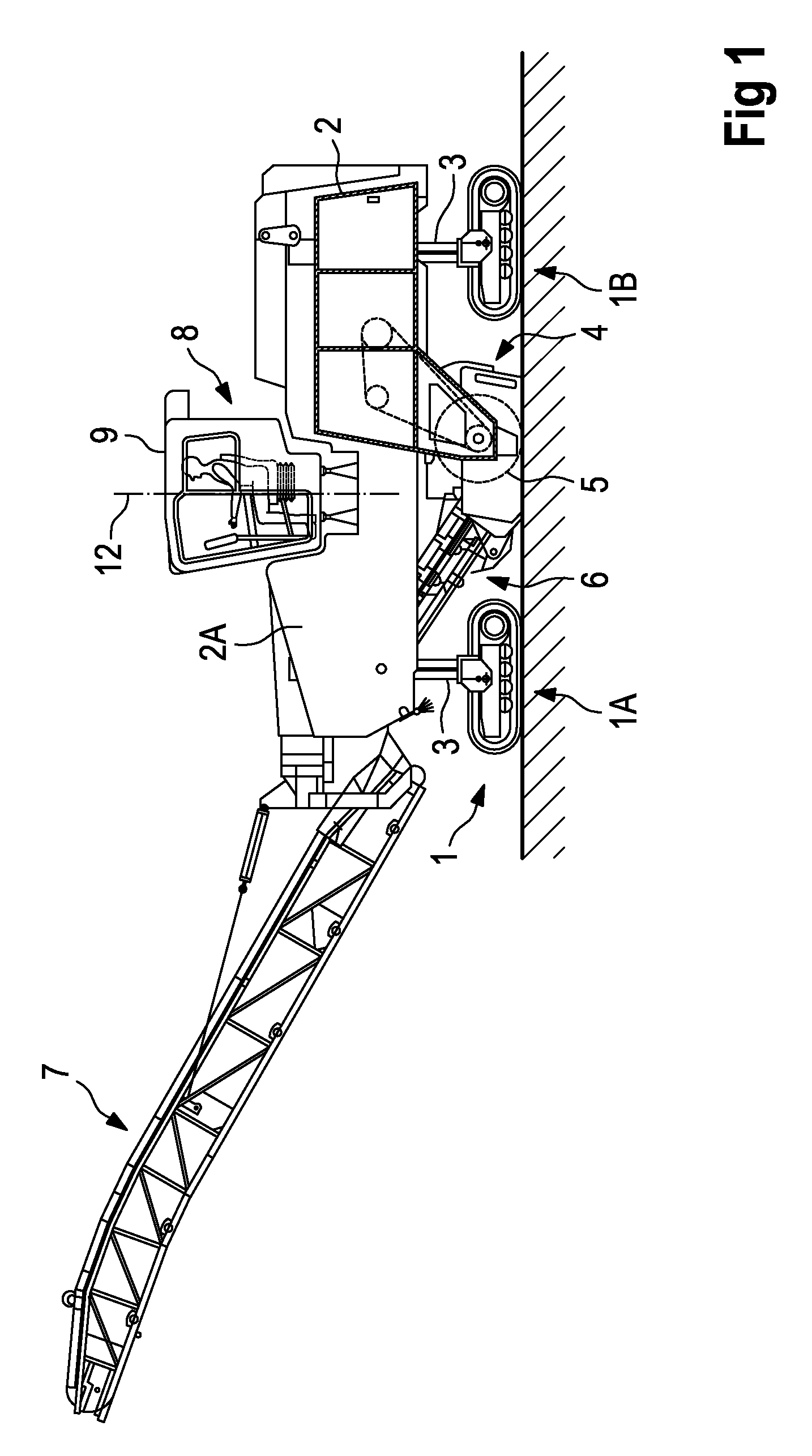 Construction machine, in particular road milling machine, miner, recycler or stabilizer