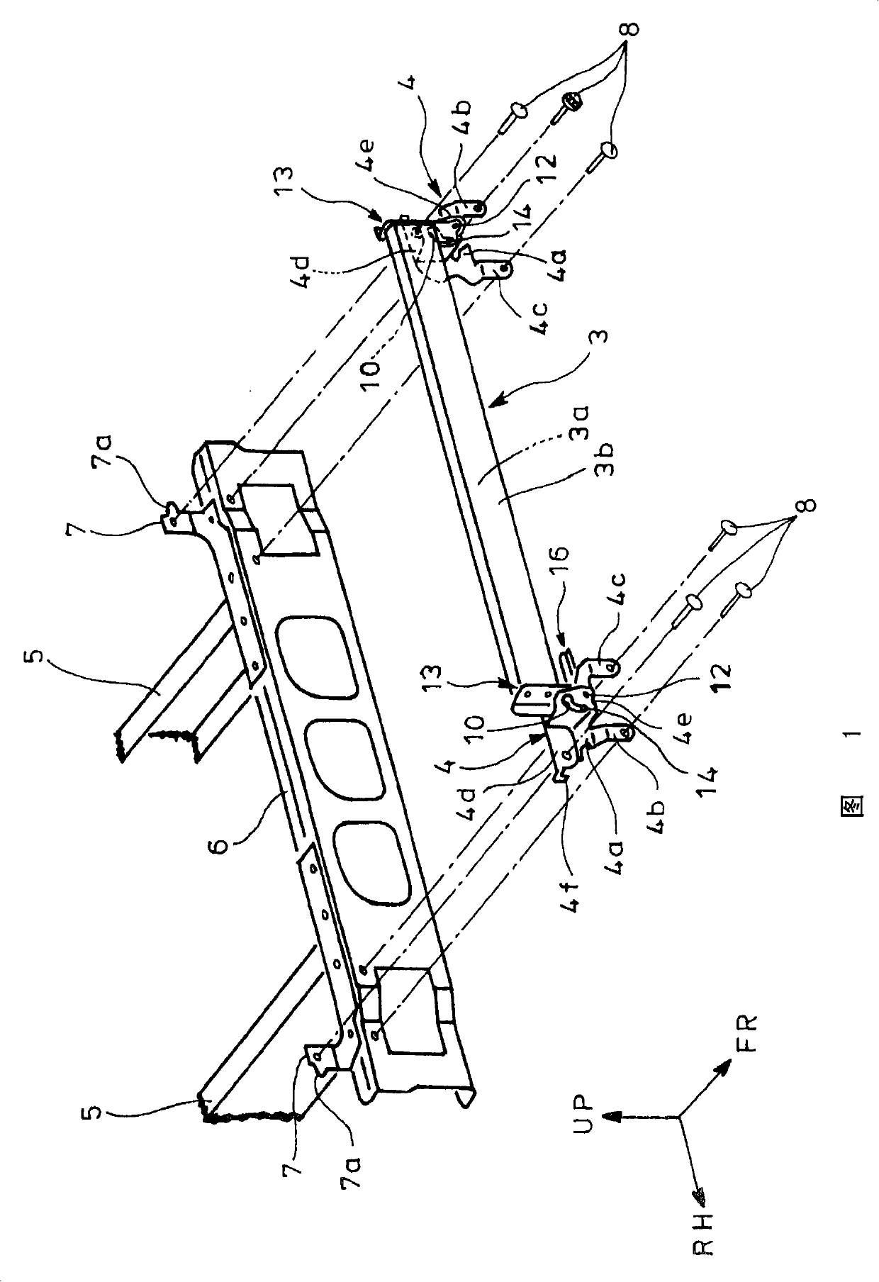 Turning support part structure of moveable pedal of vehicle