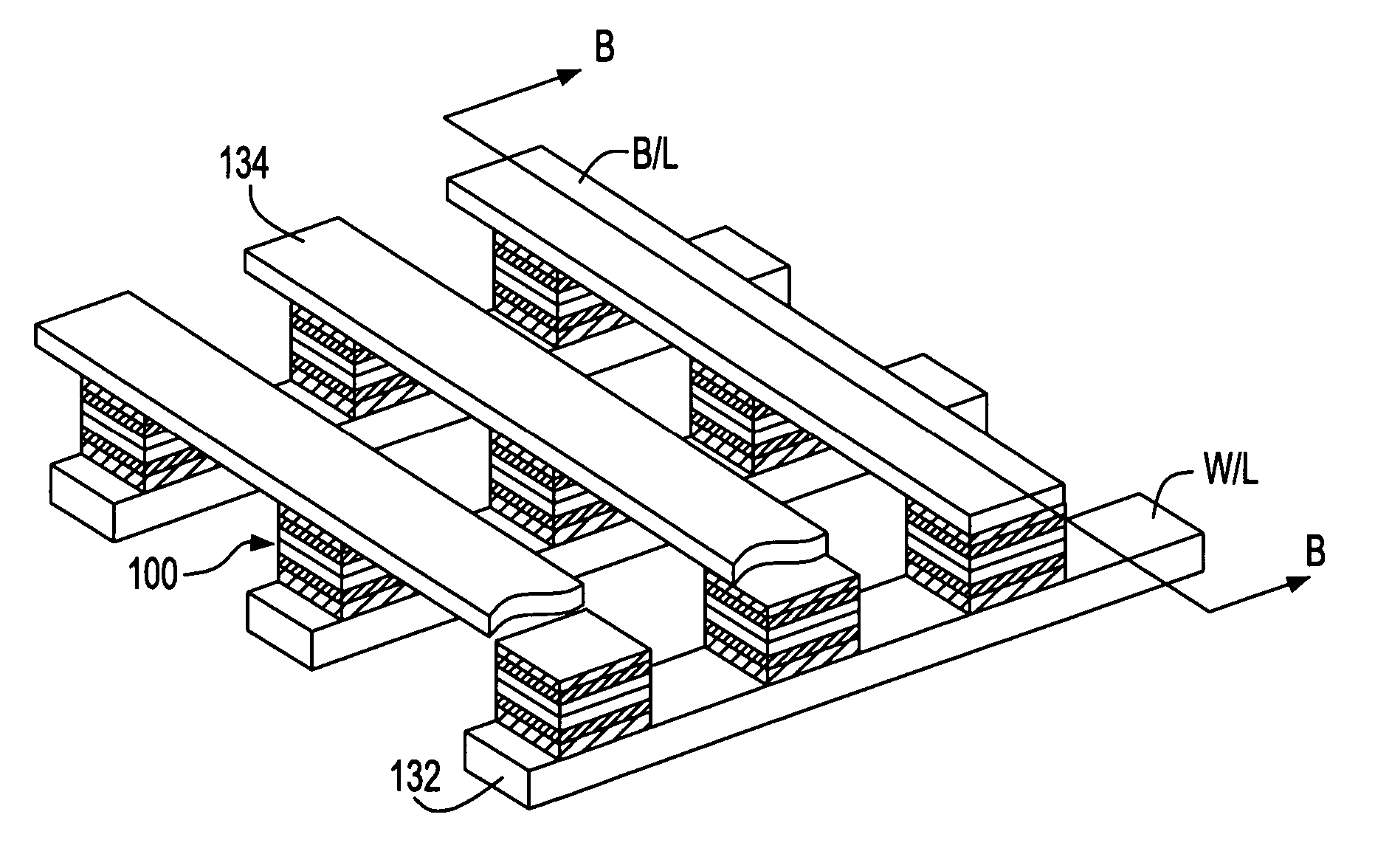 Cross point array cell with series connected semiconductor diode and phase change storage media