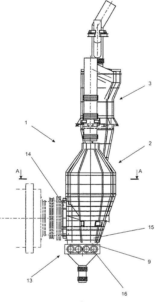 Separator for separating solid particles from a vapour-gas mixture