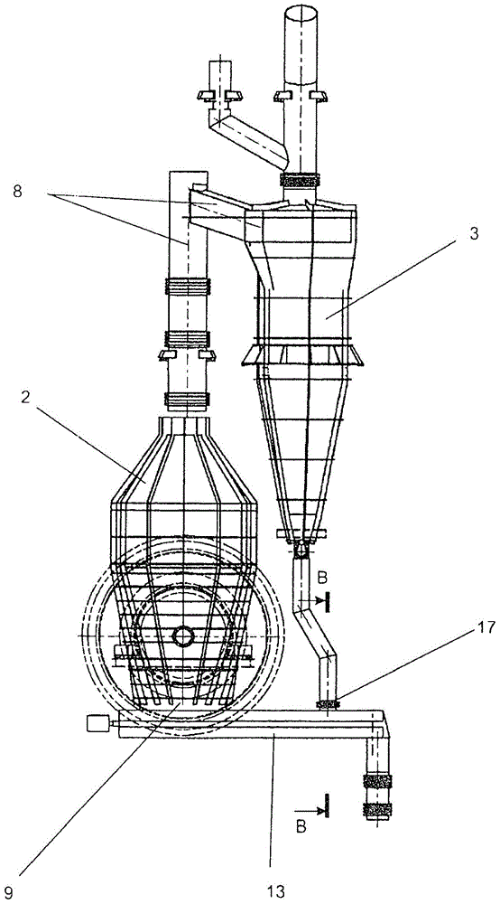 Separator for separating solid particles from a vapour-gas mixture