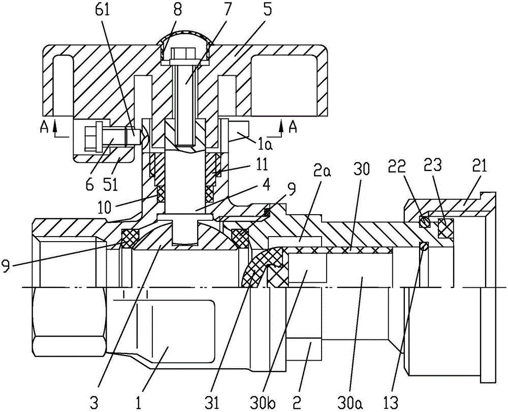 Lock control non-return joint ball valve