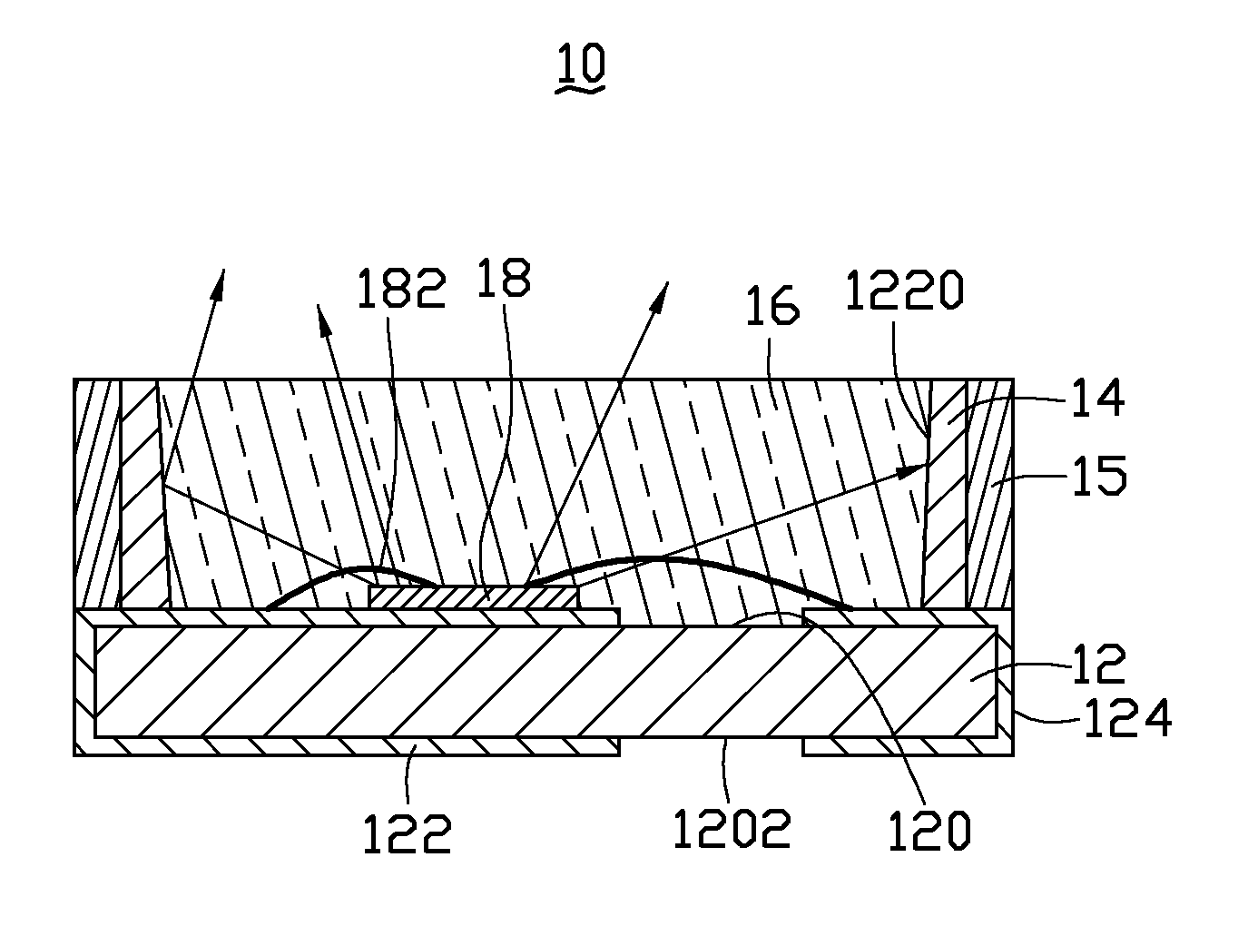 LED package with light-absorbing layer