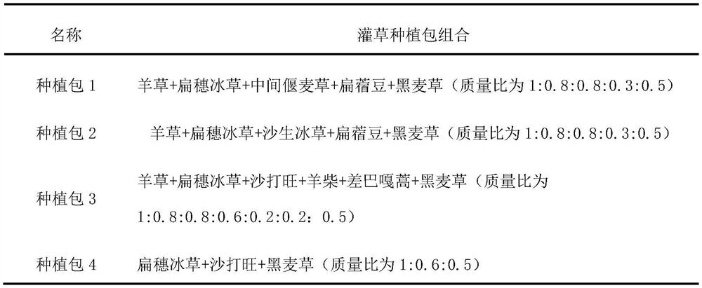 Method for configuring shrub and grass planting bags under near-natural recovery in northern desert area