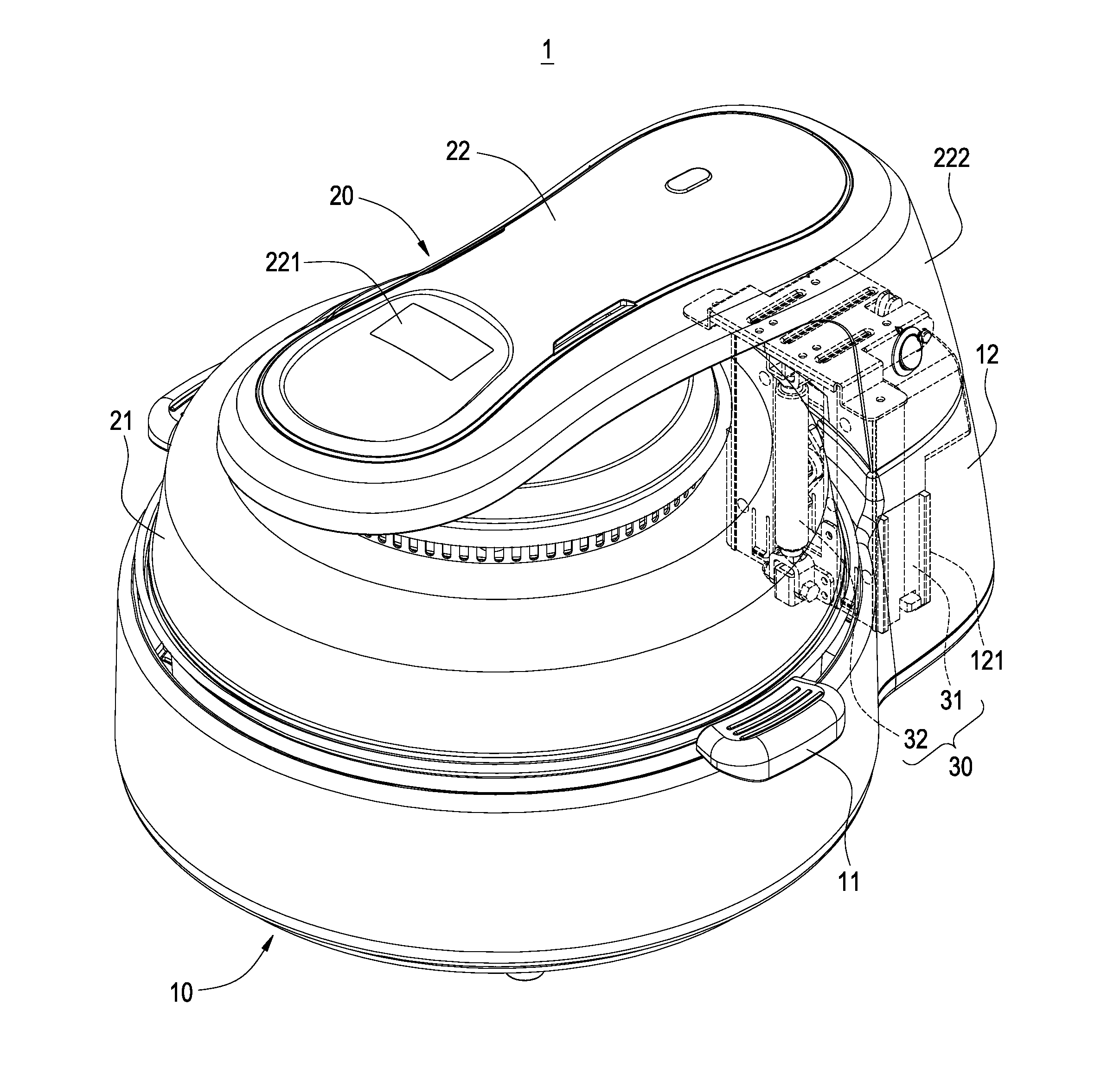 Pot with a cover-lifting mechanism