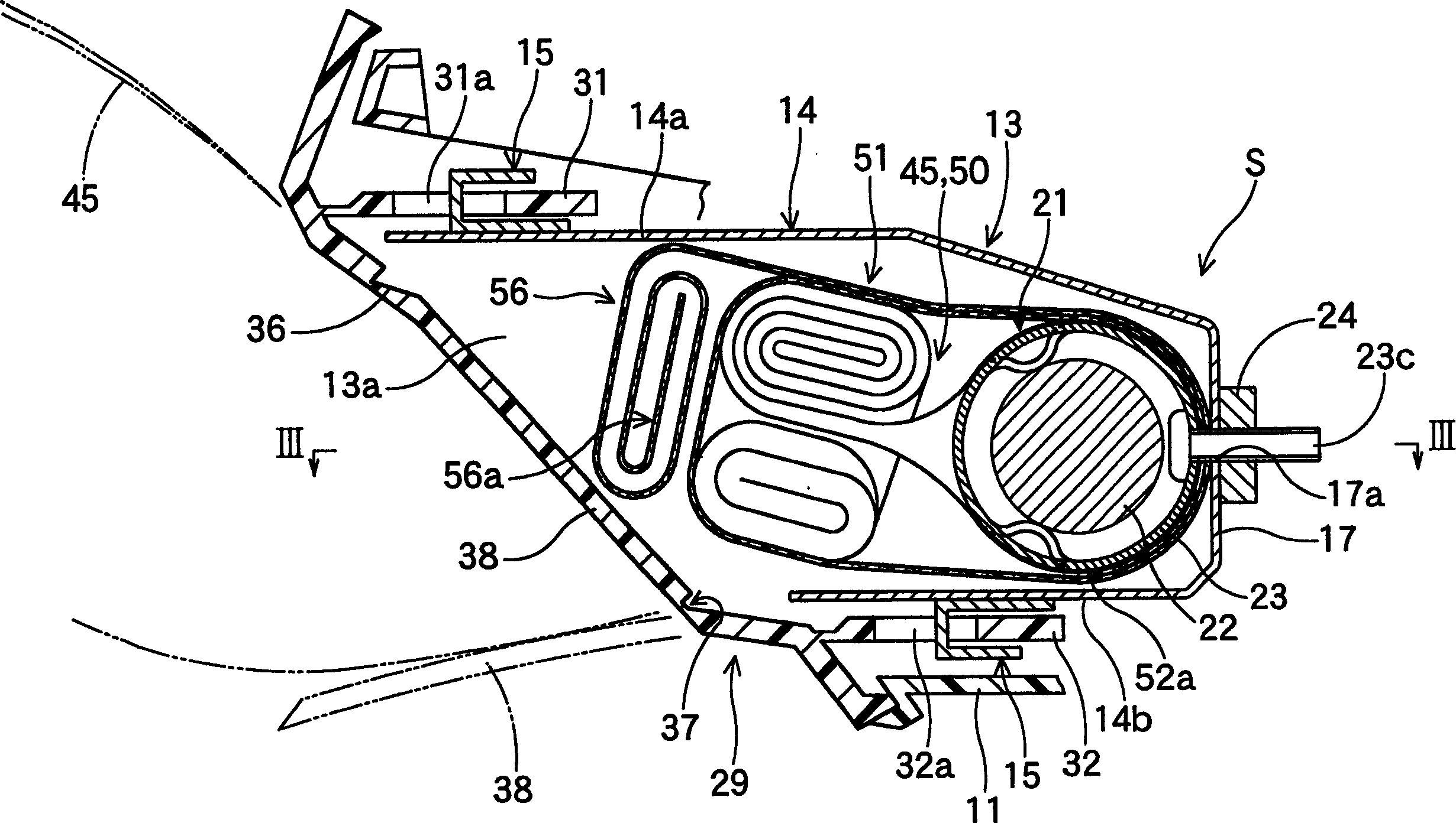Air bag device for knee protection
