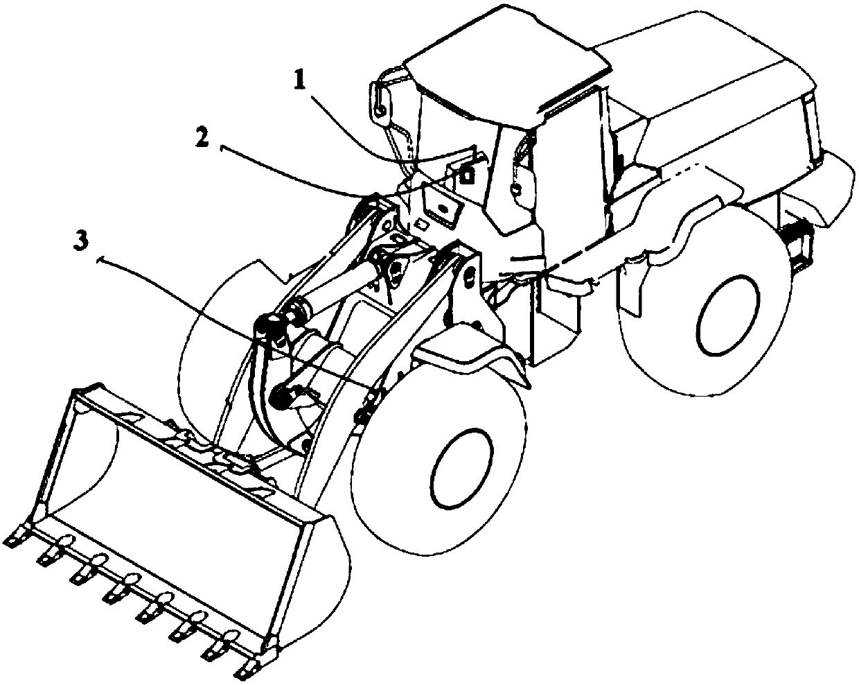 Reset system for working device of loading machine