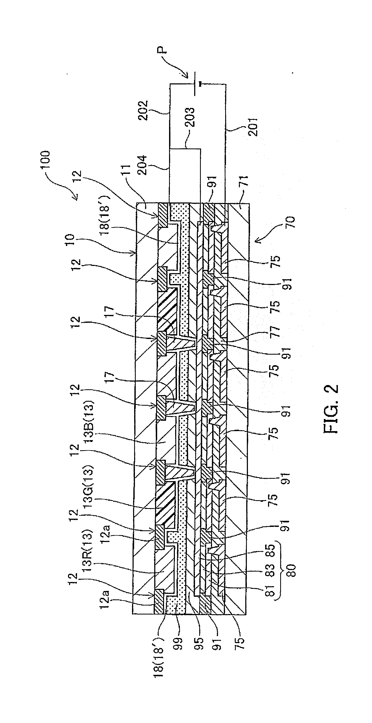 Color filter for organic electroluminescence display device, and organic electroluminescence display device