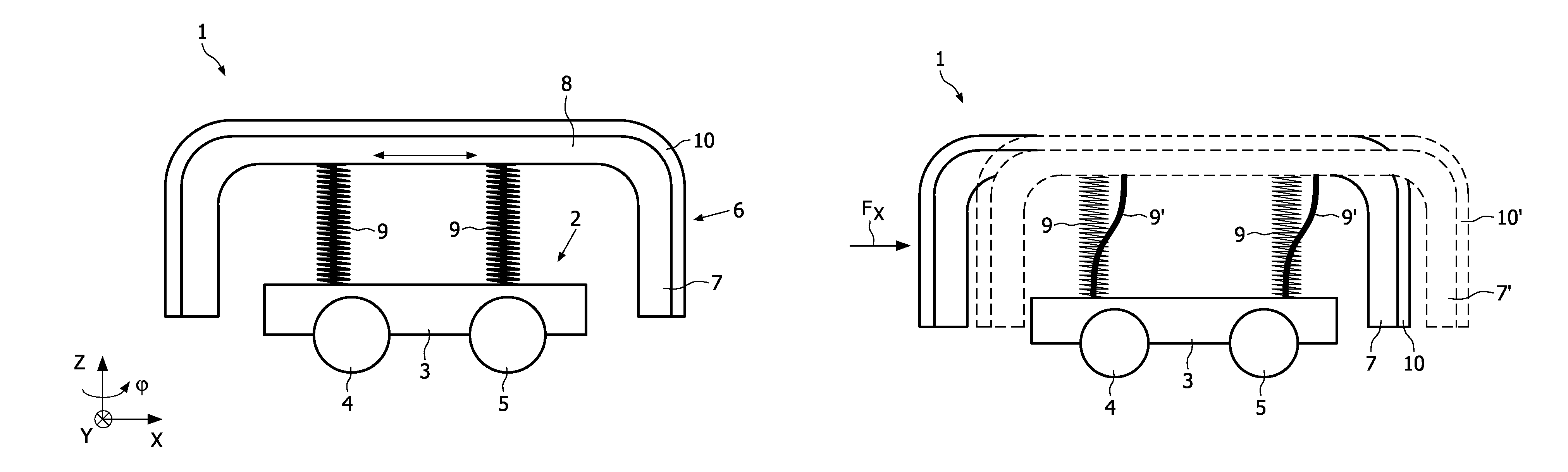 Device comprising at least a body and a bumper, and robot cleaner comprising such a device