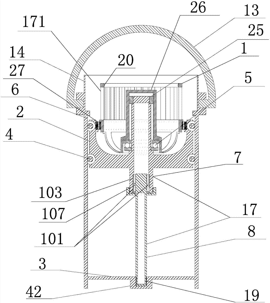 Hexagonal prism slide block self-locking lifting side shaft column drum rotating mop jet-flow cleaning spin-dryer