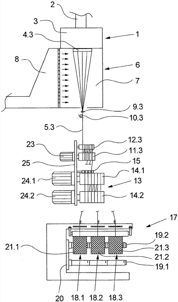 Process and apparatus for melt-spinning, drawing and winding multiple synthetic threads