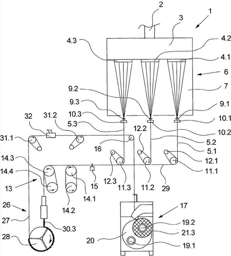 Process and apparatus for melt-spinning, drawing and winding multiple synthetic threads