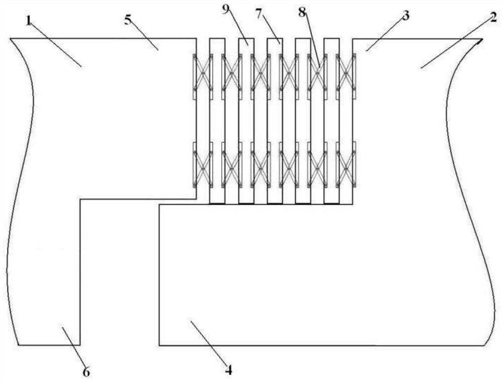 Fork frame vertical plate type bridge expansion joint connecting device