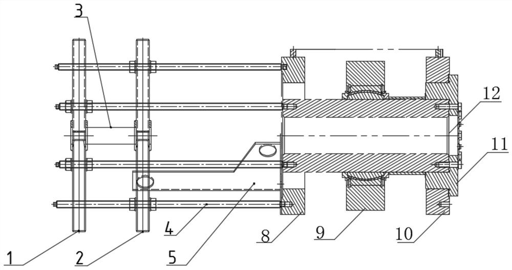 Connecting device of steel ladle turret connecting rod and fixed support pin shaft and installation method