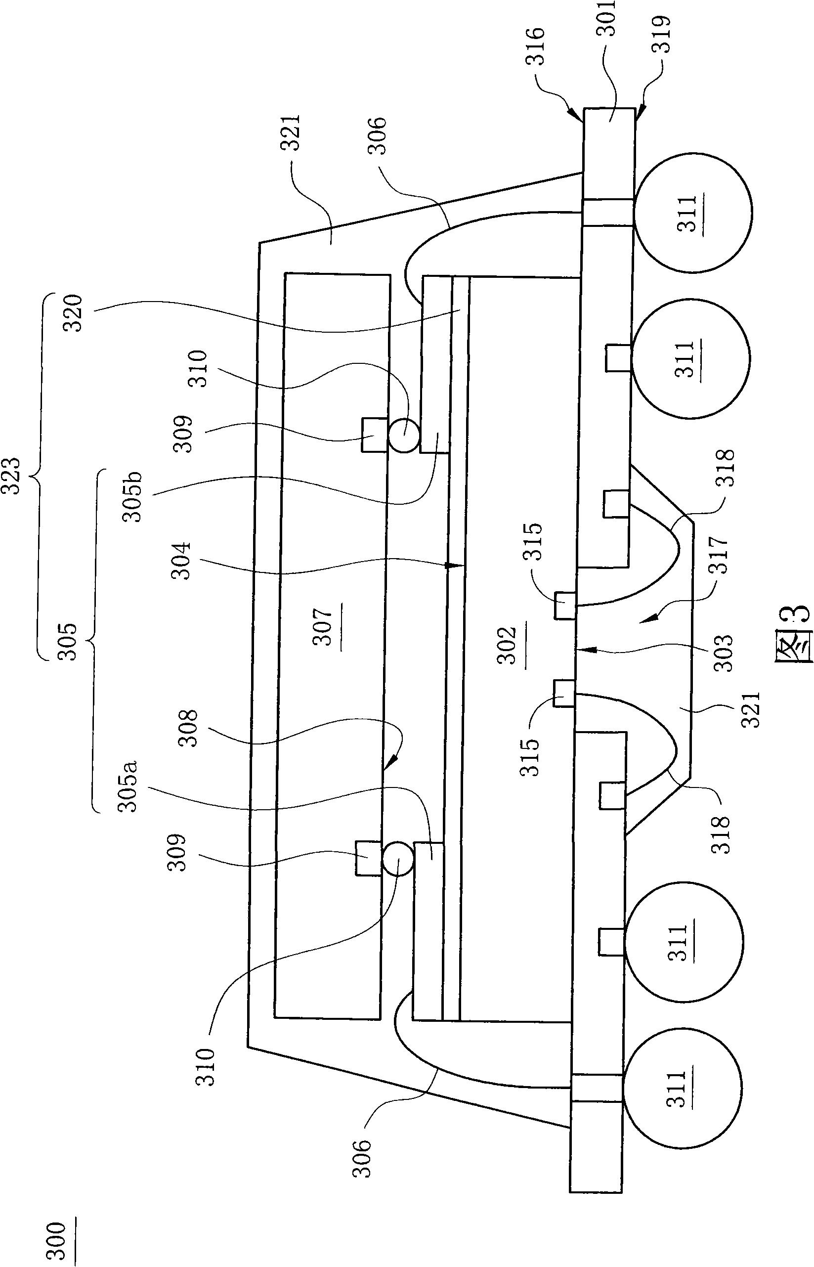 Chip stack packaging structure and method of producing the same