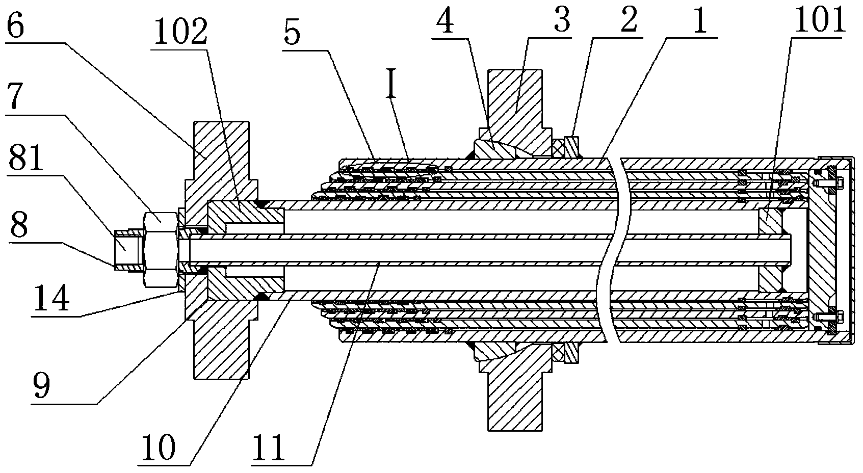 Multistage dual-hinge-shaft inverted oil cylinder