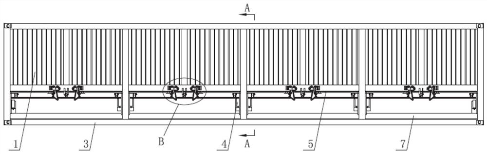 Hopper-door-type open top container and method